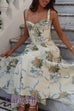 Margovil Lace Trim Drawstring Floral Print Midi Cami Dress