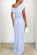 One Shoulder Ruched Waist Maxi Party Dress