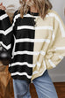 Margovil Long Sleeves Color Block Striped Oversized Sweatshirt