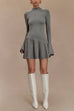 Margovil Mockneck Bell Sleeves Ruffle Mini Sweater Dress