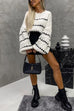 Margovil Lantern Sleeves Color Block Chunky Knit Sweater