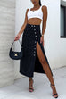 Margovil Button Down Slit Midi Denim Skirt