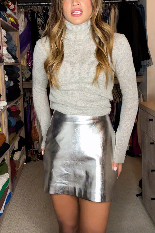 Margovil Metallic Faux Leather Mini Skirt