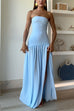 Strapless Tube High Slit Swing Maxi Party Dress