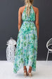 Margovil V Neck Waisted Cut Out Floral Pleated Maxi Dress