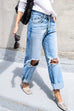 Margovil Straight Leg Ripped Boyfriend Jeans