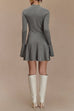 Margovil Mockneck Bell Sleeves Ruffle Mini Sweater Dress