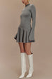 Margovil Mockneck Bell Sleeves Ruffle Mini Sweater Dress