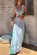 Sleeveless Cut Out Side Slit Tie Dye Maxi Dress