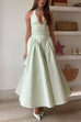 Halter V Neck Sleeveless Swing Maxi Party Dress