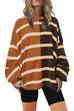 Margovil Long Sleeves Color Block Striped Oversized Sweatshirt