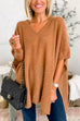 Chicest V Neck Loose Fit Solid Poncho Sweater