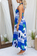 Halter Backless Printed Flowy Maxi Holiday Dress