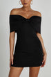 Margovil Bow Off Shoulder Bodycon Mini Party Dress