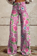 Margovil Leopard Floral Print Wide Leg Pocketed Pants