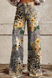 Margovil Leopard Floral Print Wide Leg Pocketed Pants