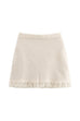 Margovil Elastic Waist Frayed Hem Knit Mini Skirt