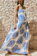 Spaghetti Strap Ruffle Seashell Print Maxi Dress