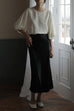 Margovil Elegant High Waist Satin Midi Skirt