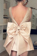 Sleeveless Bow Knot Backless Satin Mini Party Dress