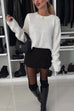 Margovil Crewneck Bow Back Cut Out Cozy Sweater