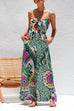 Spaghetti Strap Cut Out Wide Leg Printed Jumpsuit