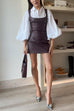 U Neck Sleeveless Faux Leather Mini Bodycon Dress