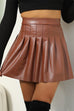 Margovil High Waist Faux Leather Pleated Mini Skirt