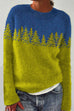 Margovil Crewneck Color Block Pattern Pullover Sweater(in 4 Patterns)