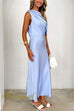 Asymmetrical One Shoulder Waisted Maxi Dress