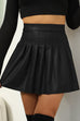 Margovil High Waist Faux Leather Pleated Mini Skirt