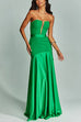 Margovil Mesh V Neck Strapless Splice Flare Maxi Party Dress