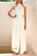 Sleeveless Tie Neck Cut Out Waist Wide Leg Jumpsuit