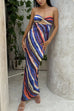 Strapless Cut Out Printed Maxi Dress