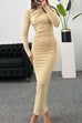 Margovil Elegant Long Sleeves Ruched Bodycon Maxi Dress