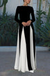 Margovil Long Sleeves Color Block Swing Maxi Dress