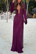 Margovil V Neck Side Slit Crochet Beach Cover Up Maxi Dress