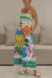 Margovil Spaghetti Strap High Waist Tropic Print Maxi Holiday Dress