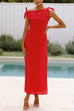 Tie Knot Shoulder Side Slit Maxi Dress