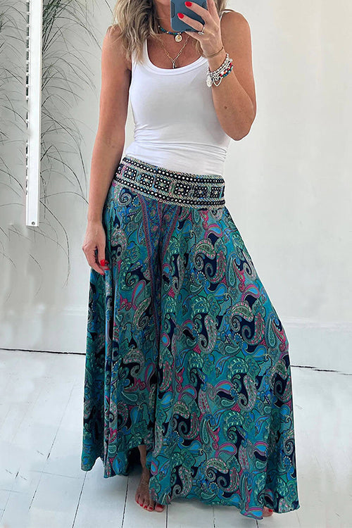 Margovil Elastic Waist Wide Leg Palazzo Printed Casual Pants