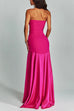 Margovil Mesh V Neck Strapless Splice Flare Maxi Party Dress