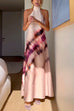 Halter High Neck Backless Tie Dye Swing Maxi Dress