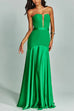 Margovil Mesh V Neck Strapless Splice Flare Maxi Party Dress