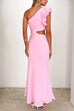 Margovil Frill One Shoulder Sleeveless Cut Out Maxi Dress