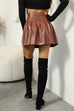 Margovil High Waist Faux Leather Pleated Mini Skirt