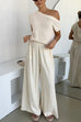 Margovil Elastic Waist Pocketed Wide Leg Cotton Linen Pants