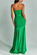 Margovil Mesh V Neck Strapless Splice Flare Maxi Party Dress