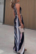 Margovil Sleeveless Tie Waist Color Block Striped Maxi Dress