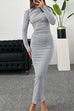 Margovil Elegant Long Sleeves Ruched Bodycon Maxi Dress