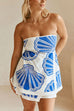 Margovil Seashell Print Strapless Ruffle Tube Top and Wrap Mini Skort Set